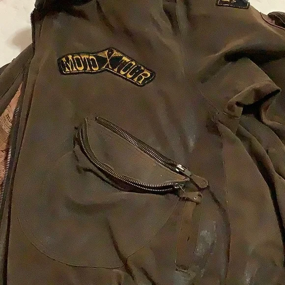 Vintage Leather Jacket w/patches - Picture 5 of 12